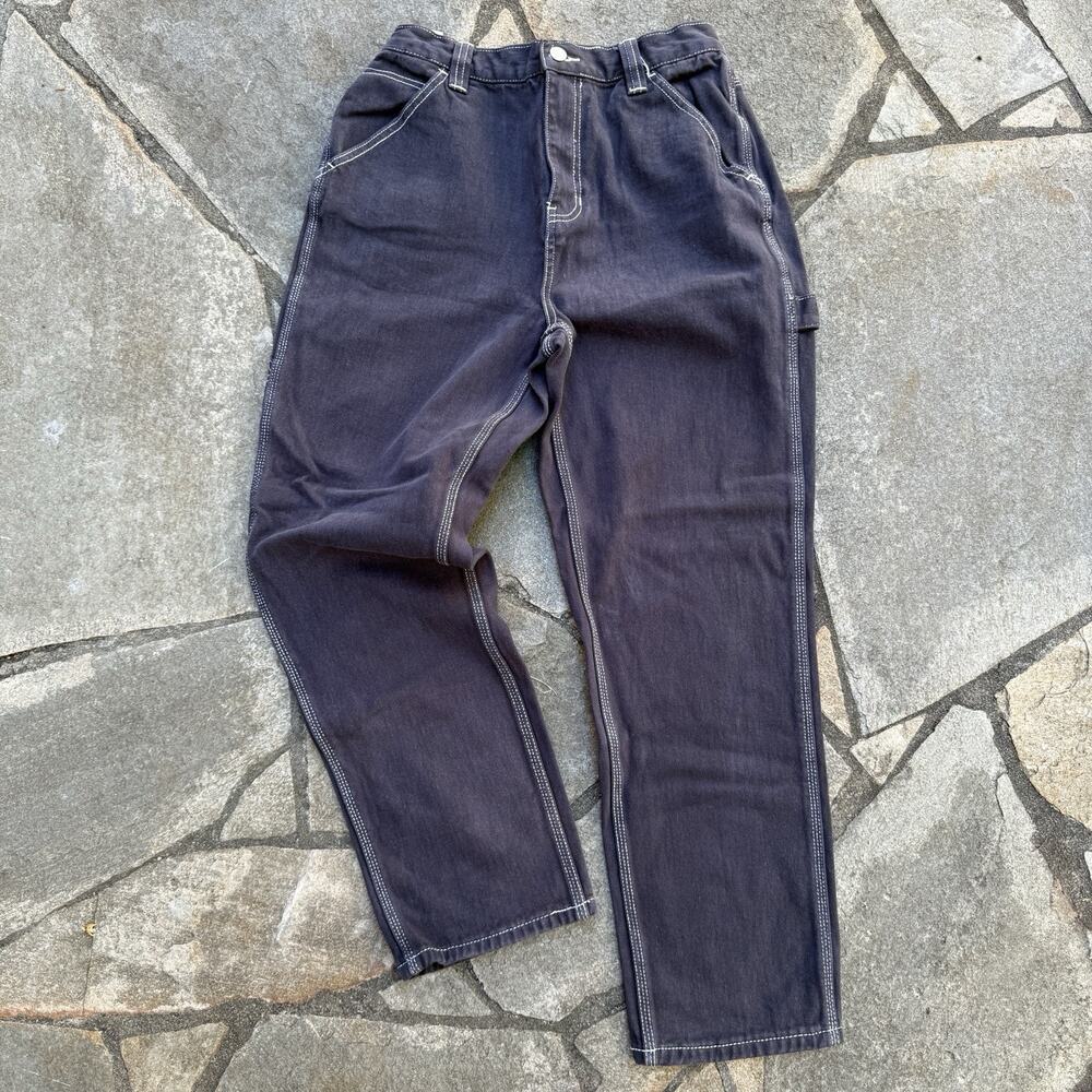Pac Sun Pants 28 Black Carpenter Skater Cargo Straight Leg Contrast Stitch